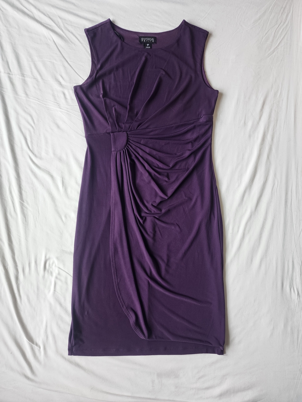 Enfocus Petite Purple Sleeves Sheath Style Formal Dress